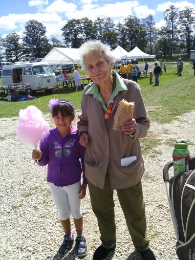 Peggy and young friend Natali Chilelli at the 3rd annual Antique Tractor Show & Harvest Festival, Grey 12, on August 10, 2013