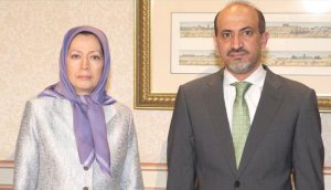 MEK's Maryam Rajavi and SNC's Ahmed Jarba meet to discuss cooperating for regime change in Tehran and Damascus.