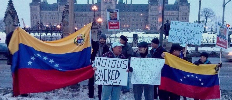Rally in Ottawa, February 20, 2014 opposes Canadian and U.S. interference in Venezuela.