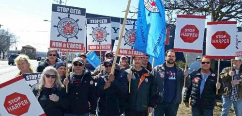 Seafarers protest in St. Catharines on April 1 