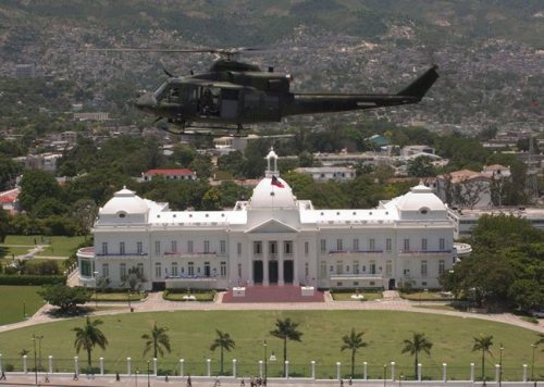 2004.02.29.HaitiPortauPrinceCanadianHelicopterDuringCoup